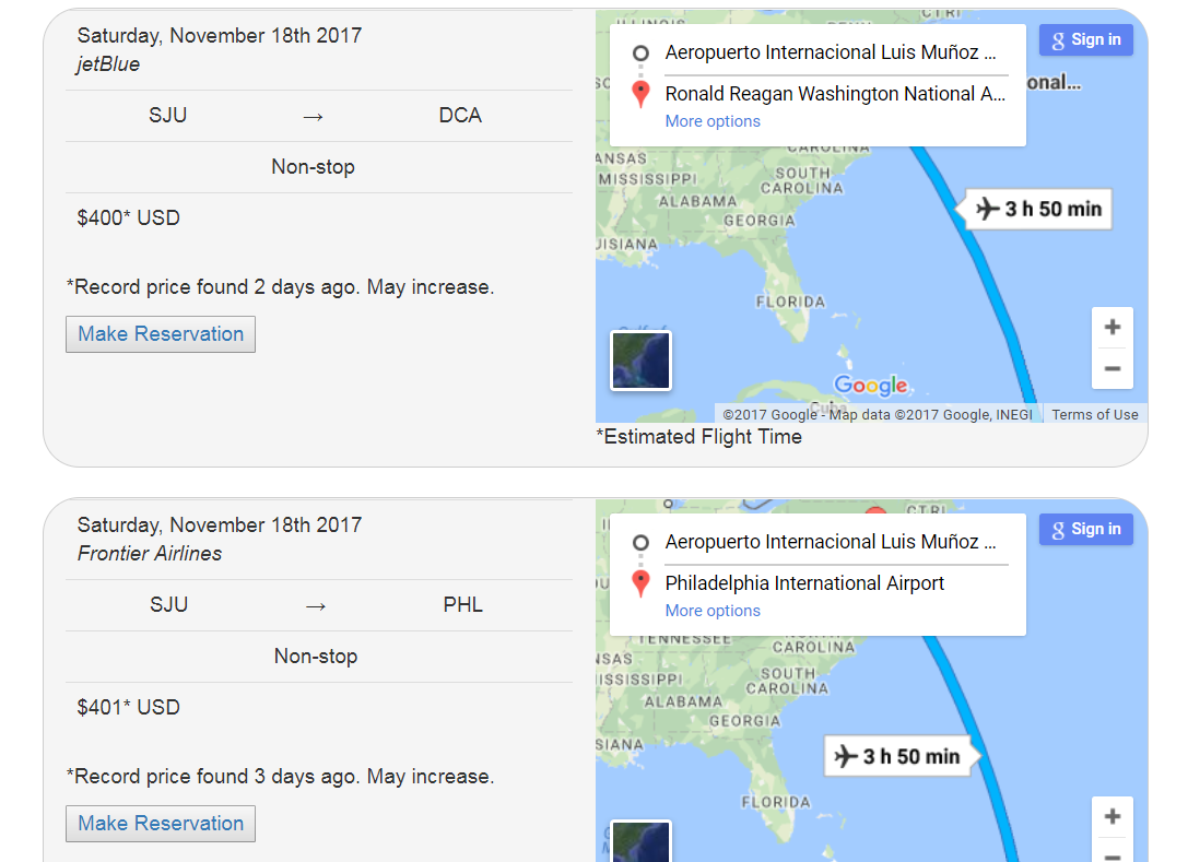 Nomad-Flights route options